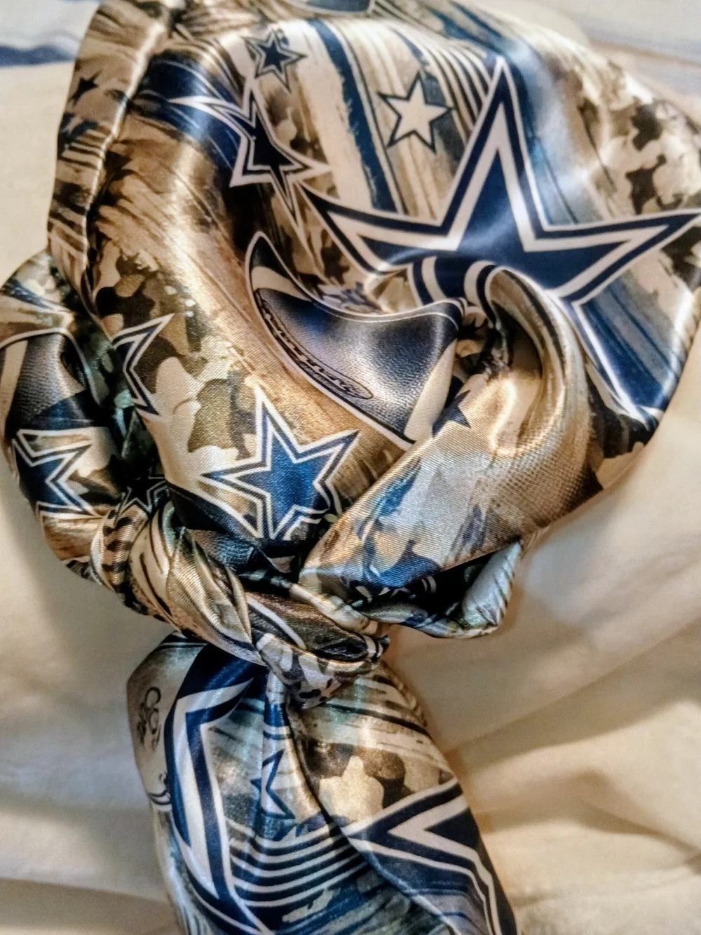 Blue and Silver Star Print Head Wrap Scarf - Men Accessories